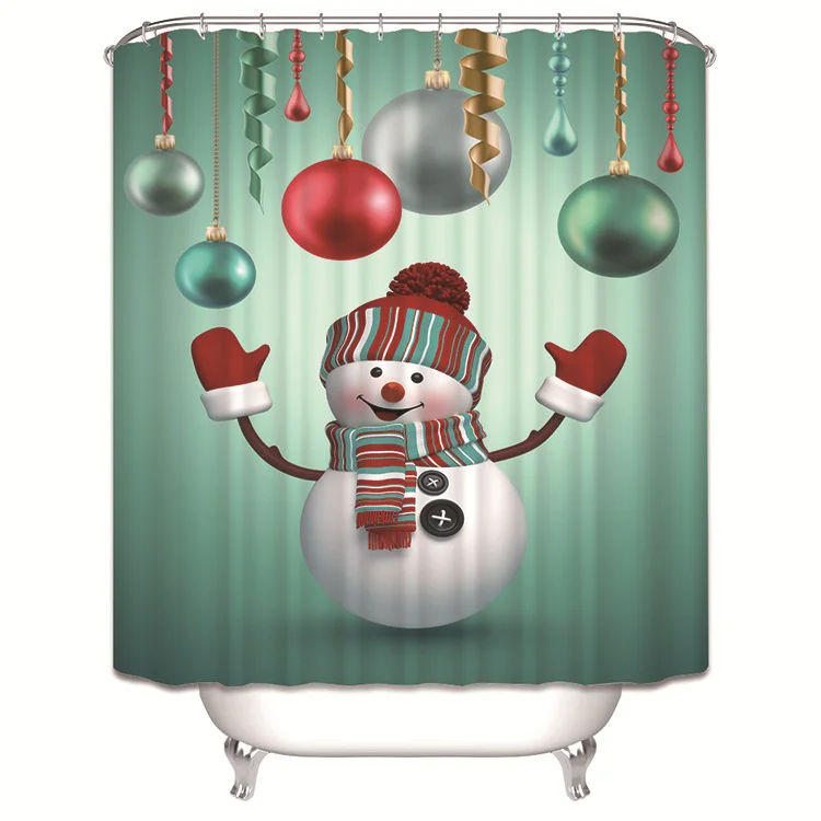 

Забавная Рождественская занавеска для душа с 3D принтом Санта-Клауса, снеговика, комплект для ванной комнаты с крючками, водонепроницаемая к...