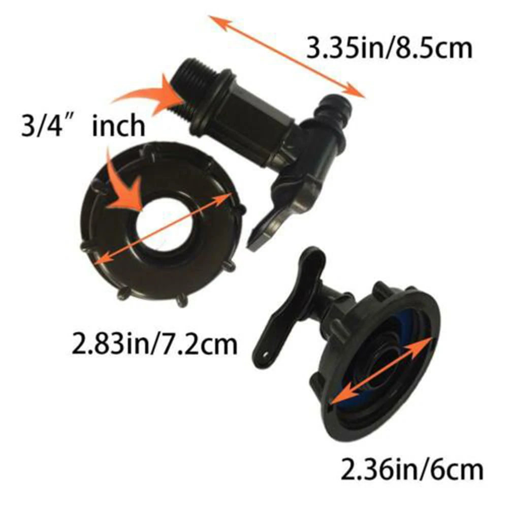 

With switch Nozzle Connector Replacement IBC ton valve Hose Adapter Faucet Cap