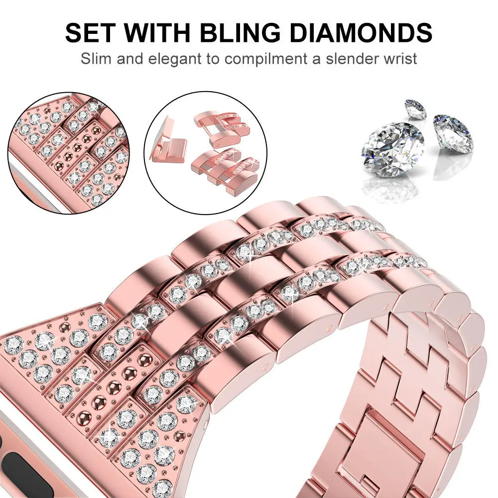 

Metal Strap for Apple Watch 6 5 4 SE Band 44mm 40mm Luxury Stainless Steel Diamond Bracelet for Iwatch 3 42mm 38mm Watchband