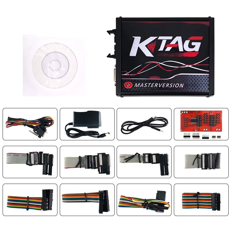 Красный Онлайн мастер Ktag V7.020 V2.25 KESS V5.017 ECM Титан DPF EGR без жетона лимит BDM Рамка тестер ECU чип Тюнинг инструмент - Цвет: ktag 7.020 full set