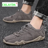 crlaydk fashion leather mens casual shoes breathable leather sports outdoor walking sneakers business loafers dress moccasins