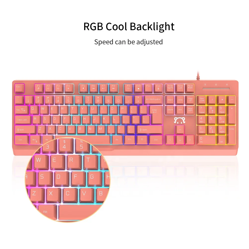 

104 Keys RGB Membrane Mechanical Feel Gaming Keyboard 19-Key No-Resistant Wired Ergonomic Keyboard for Gamer Notebook Desktop PC