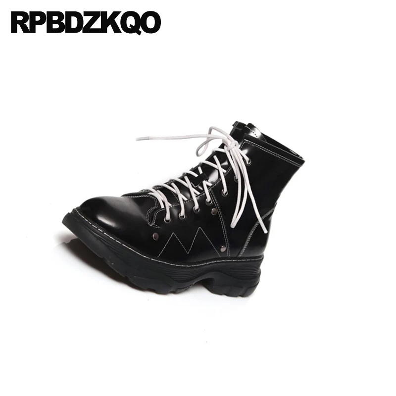 Ботильоны женские на танкетке с круглым носком повседневные ботинки плоской