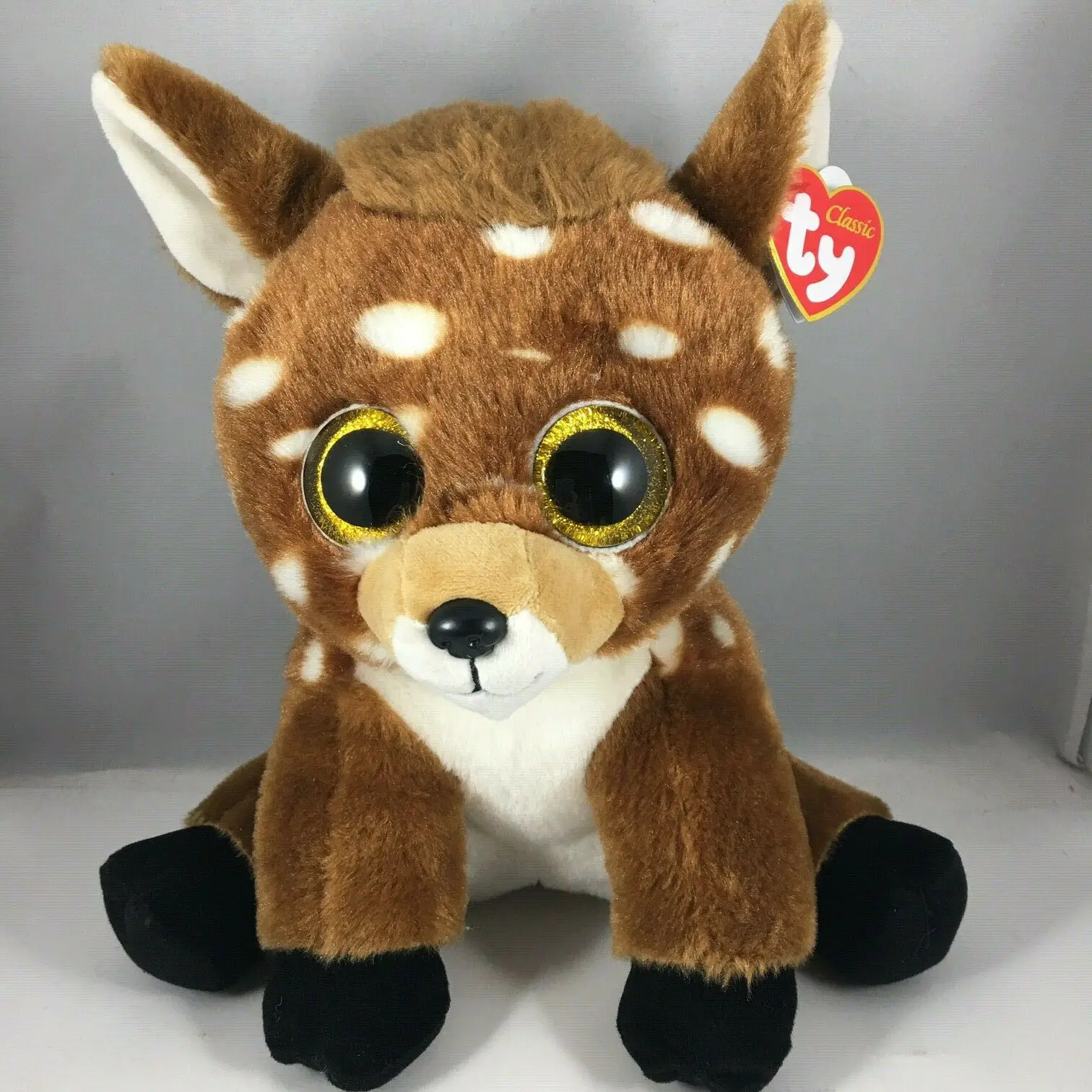 

Ty Beanie Boos Christmas Gift Brown White Spotted Deer Buckley Shining Eyes Super Soft Plush Children's Toy Collection 15cm