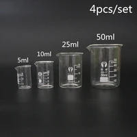 4pcsset 5ml10ml25ml50ml glass beaker pyrex beaker lab measuring cup for lab or kitchen use