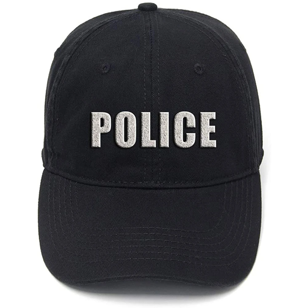 

Lyprerazy Men Women Unisex Hip Hop Cool Flock Printing Police Washed Cotton Adjustable Baseball Cap