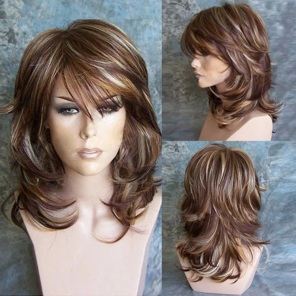 WHIMSICAL W Synthetic Long Natural Wave Wigs For Women Ombre Wave Blonde Brown Natural Wig Heat Resistant Hair Wigs