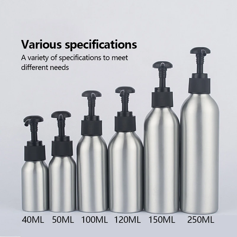 

40-250ml Aluminum Bottle Empty Spray Bottles Pump Sprayer Refillable Hand Sanitizer Safe Gel Bottles Water Shampoo Lotion Bottle