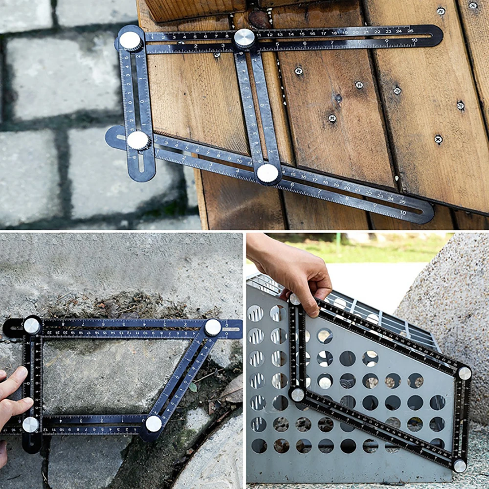 Aluminum Alloy Six-sided Measuring Instrument Template Angle Tool Mechanism Universal Fold Ruler Professional Decoration Tools |