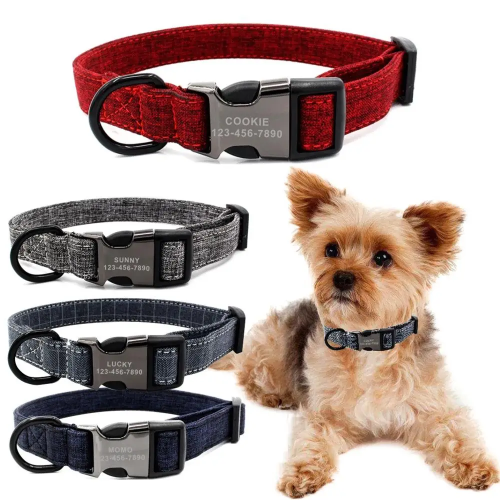 

Dog Collar Personalized Suit Faber Custom Puppy Cat Name ID Tag Adjustable Basic Collars Leads Learsh Set Pet Accessory