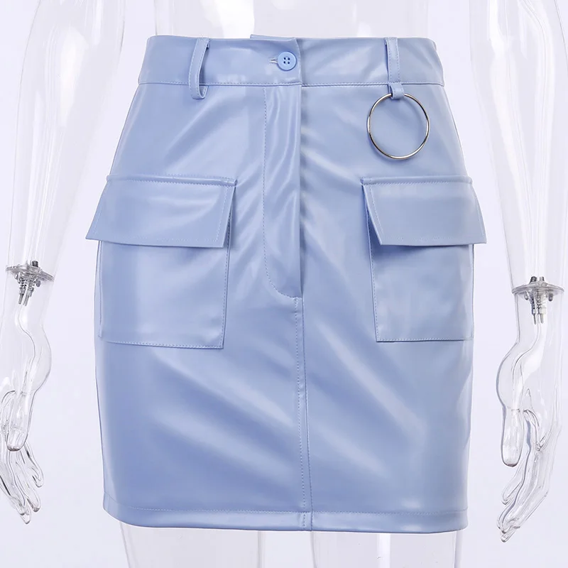 Женская юбка-карандаш из искусственной кожи с высокой талией короткая