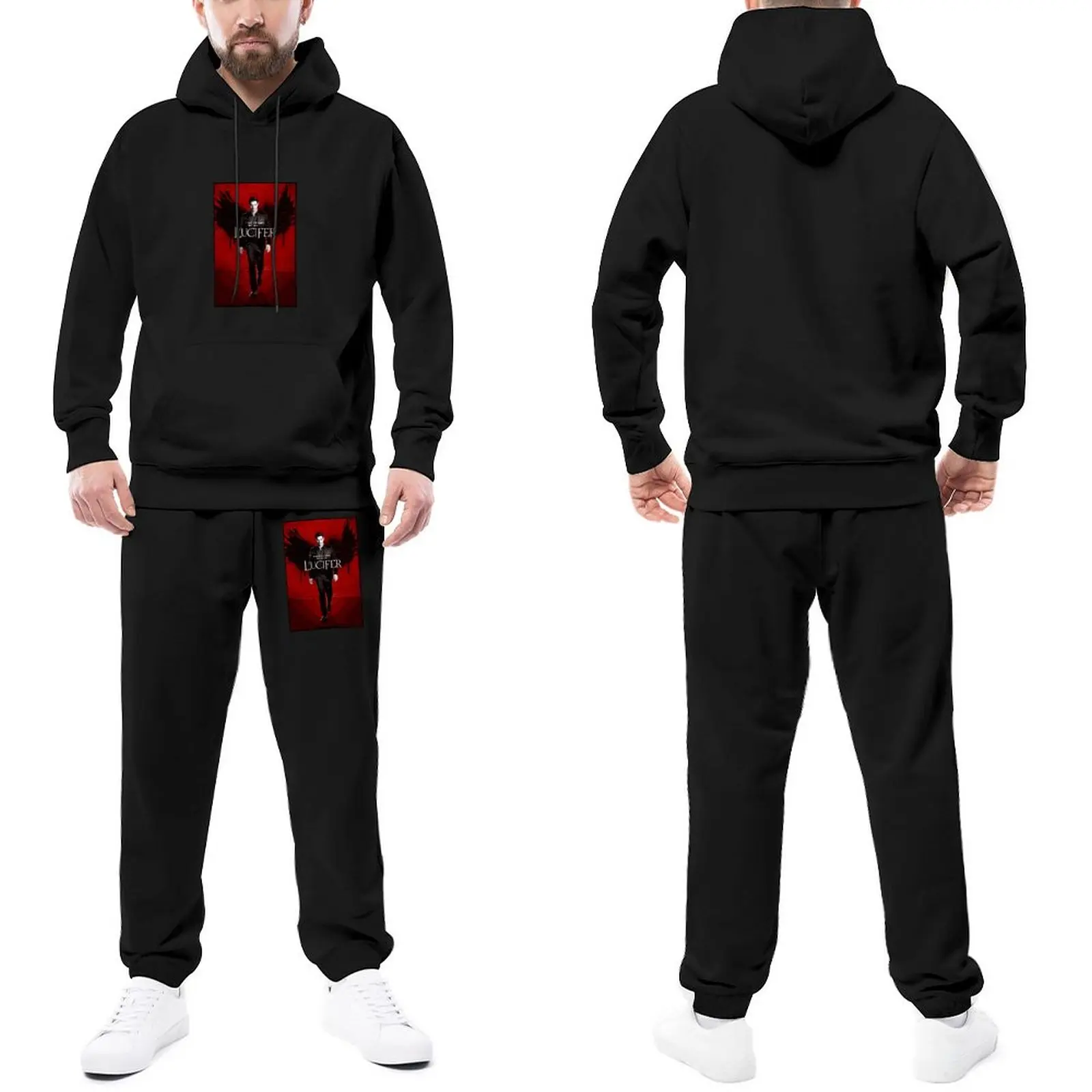 

Lucifer Series Womens Tracksuit Set Lucifer Casual Sweatsuits ChristmasSweatpants And Hoodie Set Male