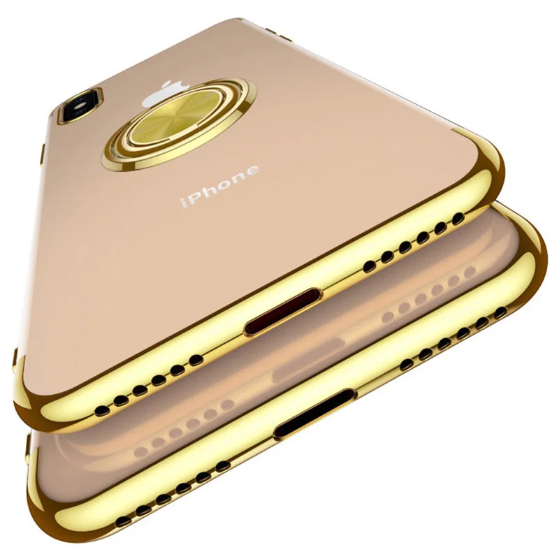 

2020 Original Luxury New Electroplate TPU Cover Case for iPhone X Xs Max Phone XR Ultra Thin Aluminum Ring Stand Drop Resistant