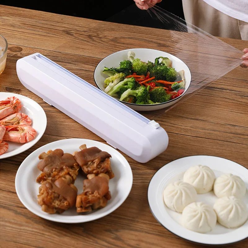 

Fresh Keeping Film Cutter Suction Cup Wall Hanging Kitchen Supplies Preservative Paper Tinfoil Splitter Cling Wrap Dispenser