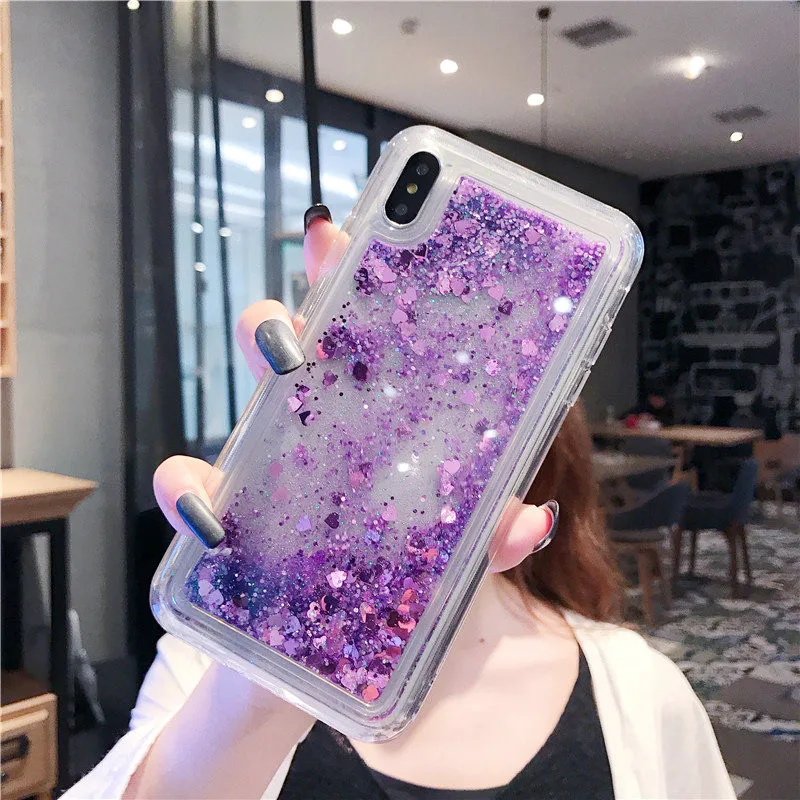 Любовь Сердце жидкий песок мягкий чехол для samsung Galaxy A50 A10 A20 A30 A70 A6 A8 A9 A7 A9S A750 Galaxy Note 10 - Цвет: purple