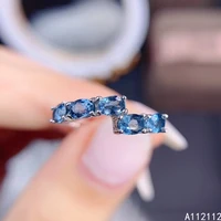 fine jewelry 925 sterling silver inlaid with natural gemstones popular trendy blue topaz womens ol style row ring support detec