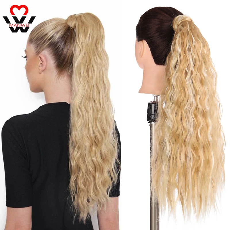 MANWEI синтетические 24 дюйма шнурки кудрявые конский хвост чистый цвет Alita