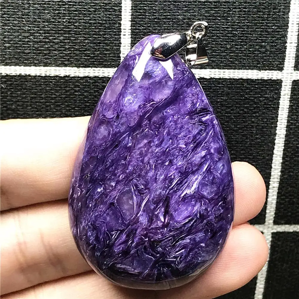 Большой натуральный фиолетовый Charoite кулон ювелирные изделия для женщин мужчин