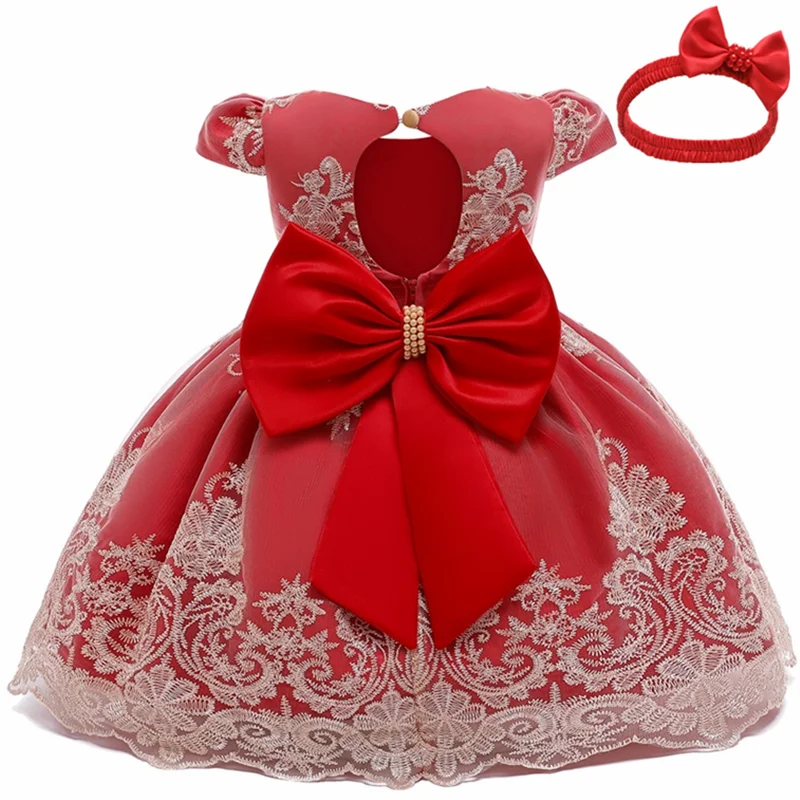 

Baby Girls Christmas Dress 1 2 Years Old Lace Flower Princess Dress New Year Party Costume 1st Baptism Dress Infantil Clothes