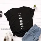 Женская футболка с коротким рукавом и круглым вырезом, с принтом Луны