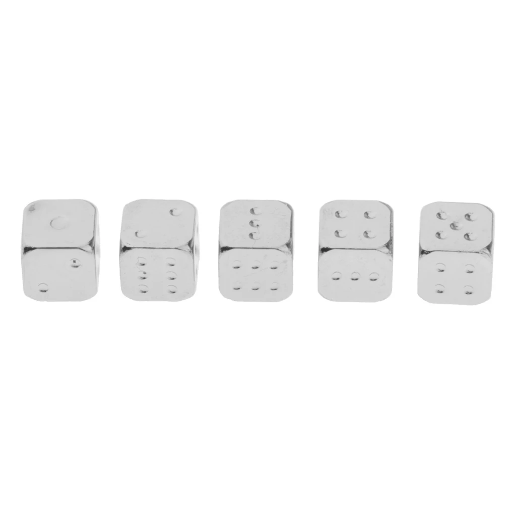 5 Pcs 6 Sided Dice Set Metal Tone Colors with Gold Pips Round Corner Role Playing DIY Mahjong Accessories | Спорт и развлечения