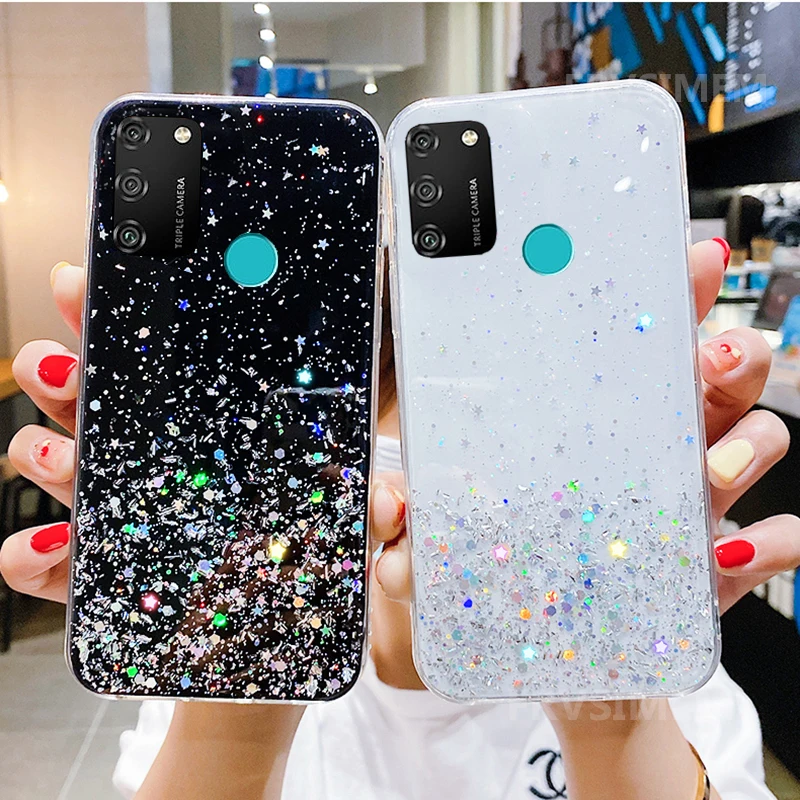 Чехол Glitter Star Diamond для Honor 30 30i 10i 10 8 20 Lite Pro 9S 9A 9C 20S 9X Global China Shiny Girls Clear Cover.