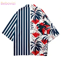 japanese fashion streetwear cardigan robe 2021 plus size 5xl 6xl summer stripe loose women men harajuku haori kimono top yukata