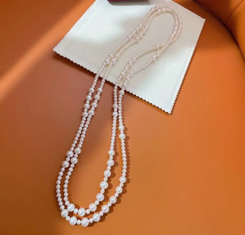 Новое ожерелье для свитера 4-9 мм прочная легсветильник цепь с пресноводным