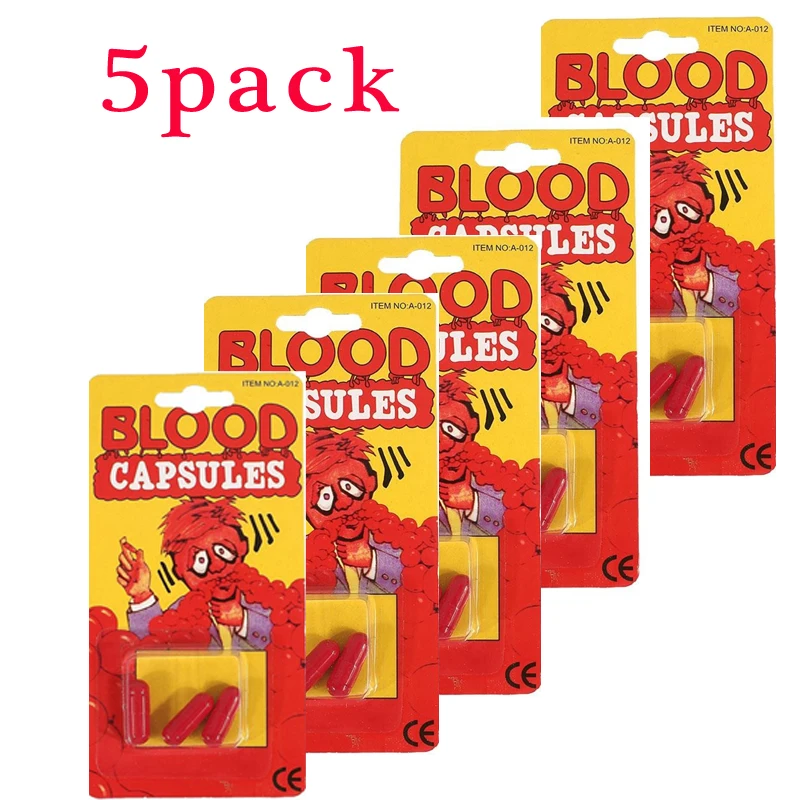 5 pack Хэллоуин Поддельные капсулы с кровью антистресс шутки День Дурака шутки игрушки Смешные гаджеты капсула крови капсулы волшебный трюк - Цвет: 5 pack