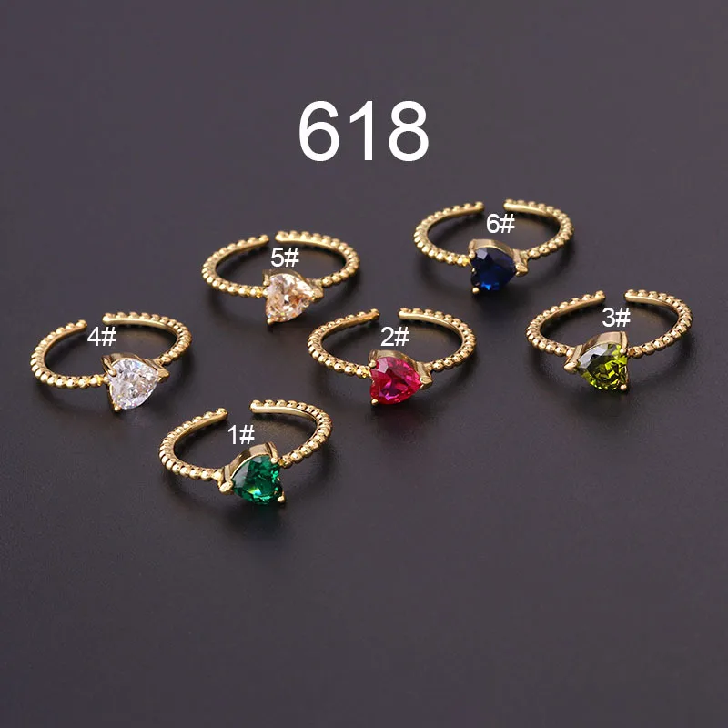 

Women Brief Adjust Rings Material Copper With Colors Love Heart Shpae Zircons Beauty And Fahion IP Plating No Easy Fade