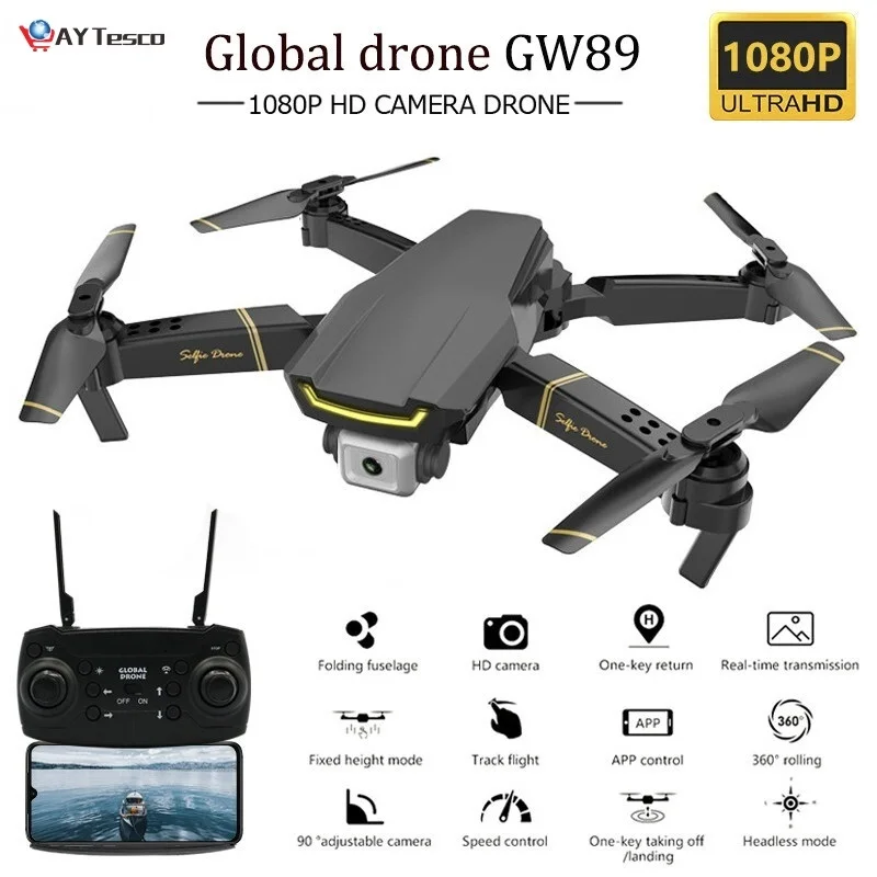 

Global RC Drone pane Gw89 Folding Aerial Drone With 1080p Hd Camera Gravity Sensor Long-lasting Quadcopter Vs E58 Gd89 .игрушки