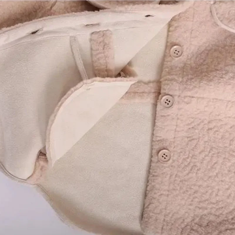 Модная куртка для маленьких девочек флисовое теплое пальто с овечкой малышей