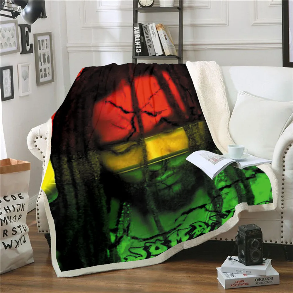 Reggae Singer Bob Marley Weed Skinny Bedspread Throw Bed Blanket Sofa Chair Rest Linen Home Indoor Adult Children 07 | Дом и сад