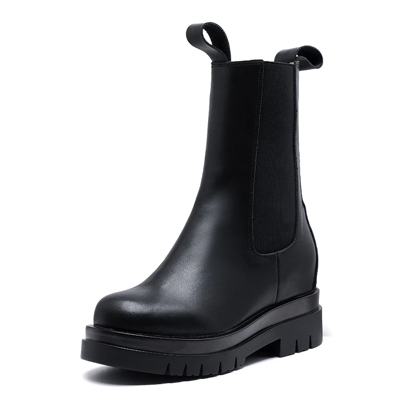 Высокие готические сапоги Сезон осень 2020 года Женские полусапожки на платформе