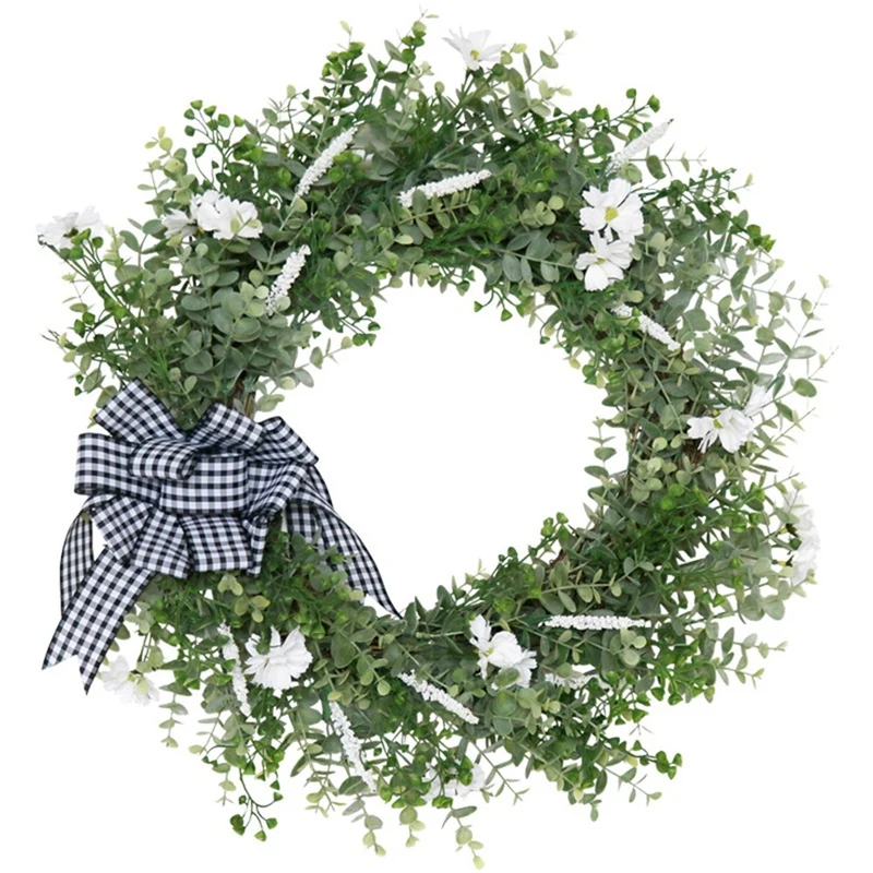 

Artificial Eucalyptus Wreath, Spring Summer Greenery Wreath For Front Door Wall Window Wedding Party Home Decor