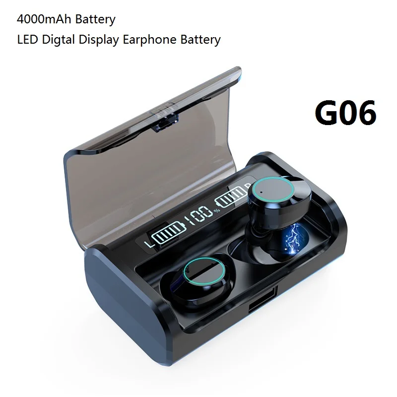 G06 G06 Bluetooth наушники TWS стерео бизнес Bluetooth гарнитура беспроводной светодиодный дисплей с зарядным устройством 4000 мАч - Цвет: G06