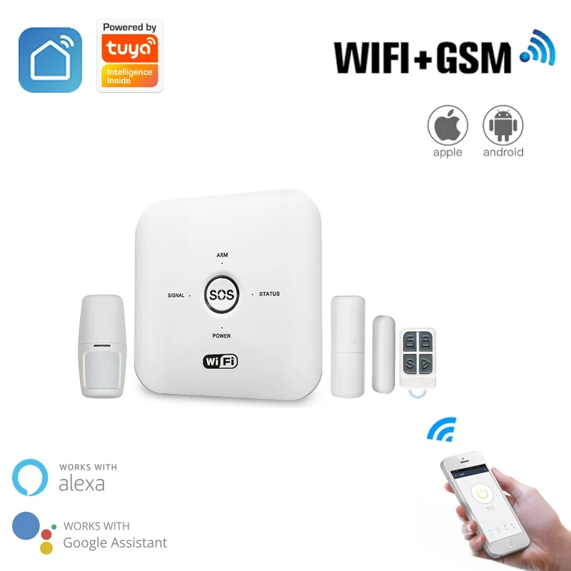 

Tuya Wireless Wifi Gsm Home Burglar Security Alarm System Smart Life Apps Control Sensor Detector Kit Works With Alexa Google
