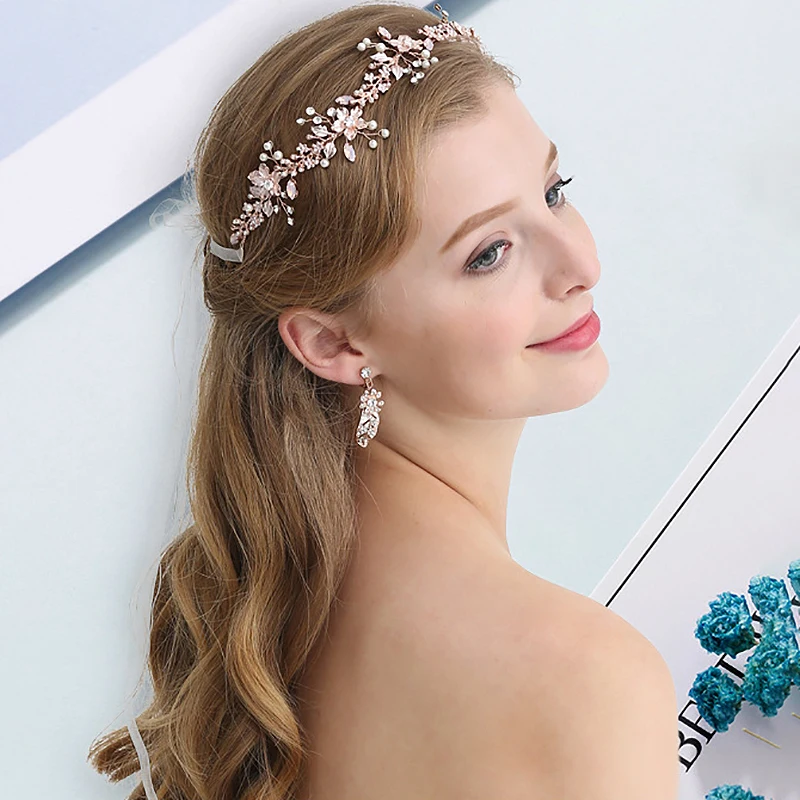 Обручальное кольцо из розового золота Оголовье Тиара цветок листья дизайн лоза с