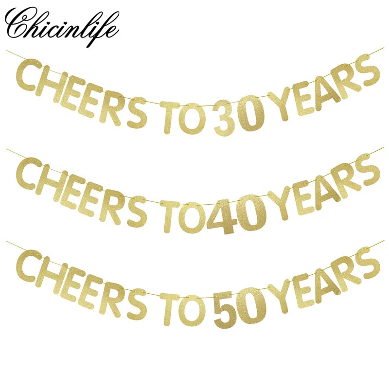 

Chicinlife, 1 комплект, баннер на 30-30, 40, 50, 60 лет, украшение для дня рождения, баннеры для дня рождения