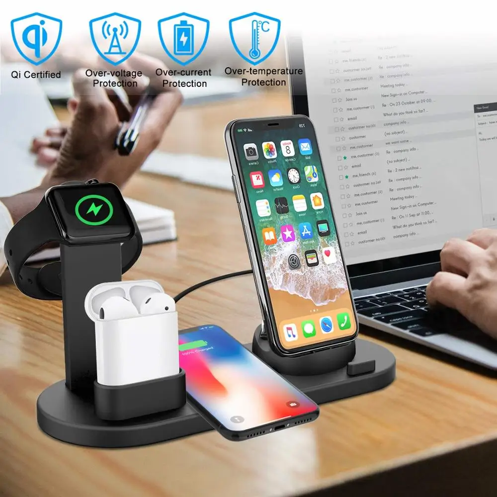 DCAE 3 в 1 зарядная док-станция держатель для Apple Watch 5 4 2 iPhone 11 X XS XR MAX 7 8 6S Airpods Qi