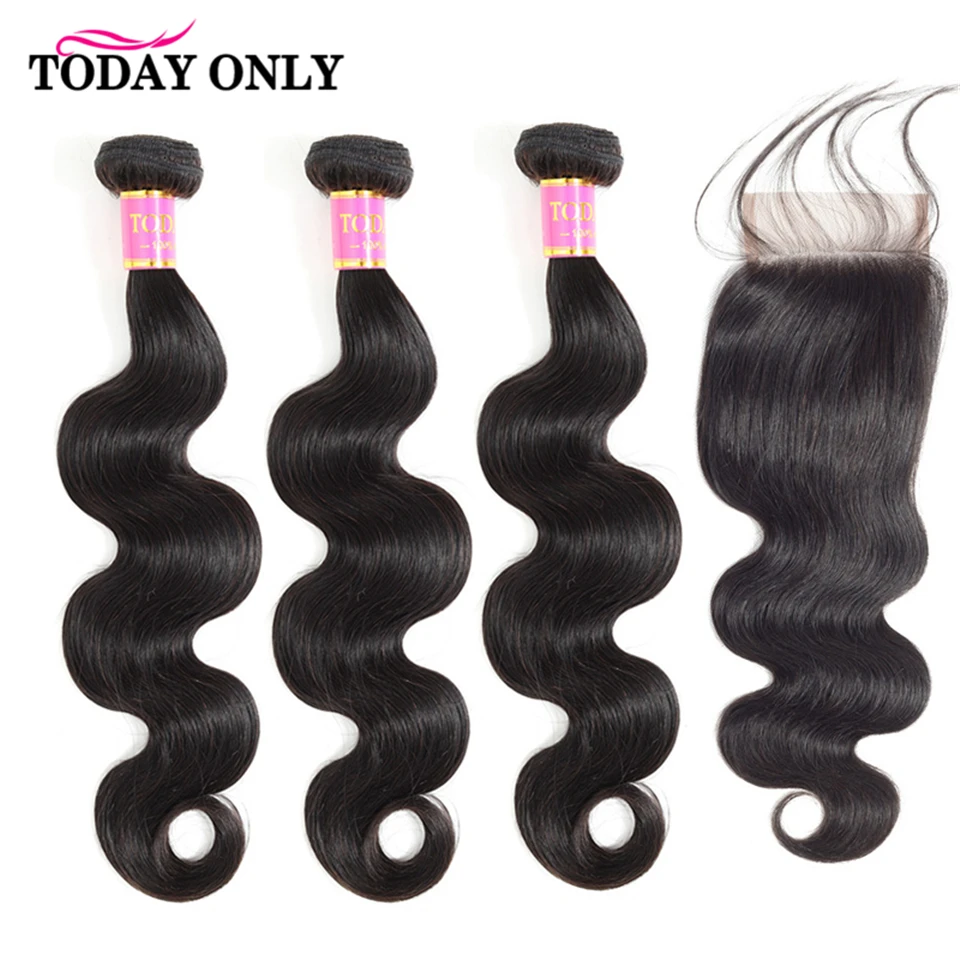 Сегодня только объемные волнистые пучки с бразильские волосы закрытием