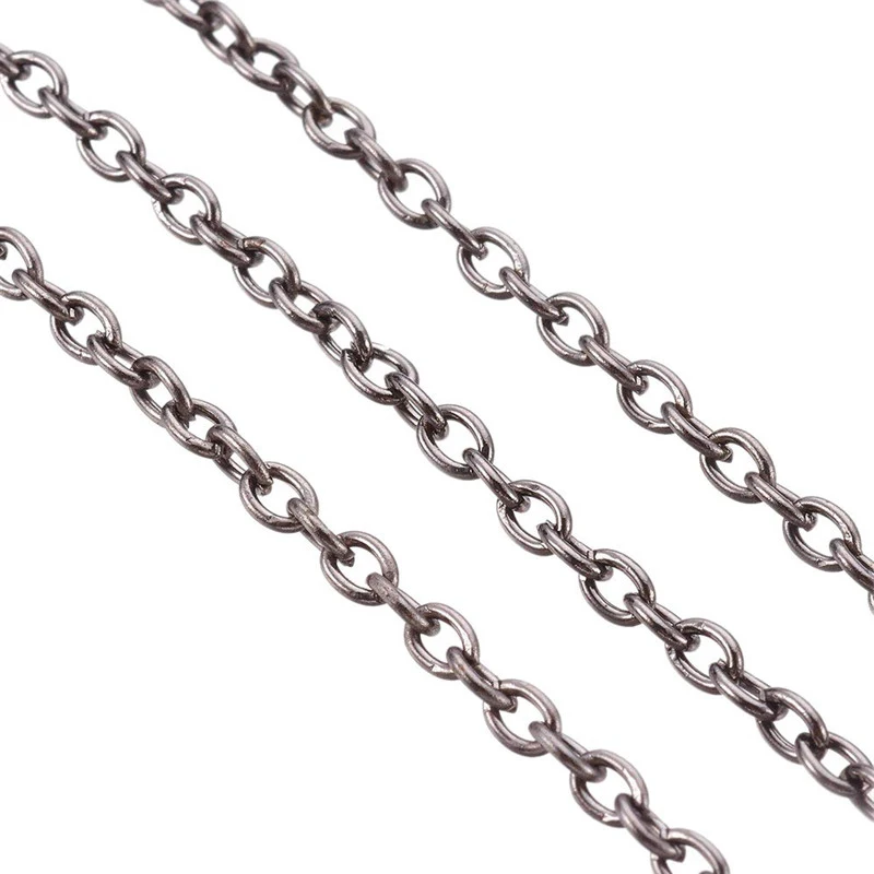 Gunmetal Pandahall 100 м/рулон железной серебряной цепи, не содержит свинец, подходит для катушки, Размер: цепь: Около 3 мм в длину, 2 мм в ширину, 0,5 мм в толщину - Цвет: Gunmetal