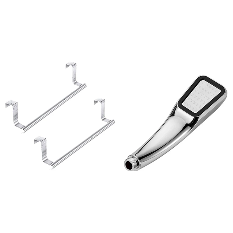 

2 Pcs Stainless Steel Over Door Towel Rack, Bar Holders With High-Pressure Shower Head Rain Bathroom Showerhead