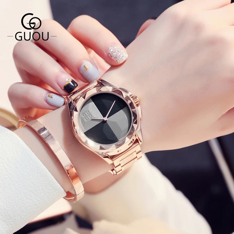 

2020 Fashino Guou Brand Watches Women Top Luxury Ladies Watch Blush Paragraph Tide Quartz Casual Trend Full Stainless Steel Saat