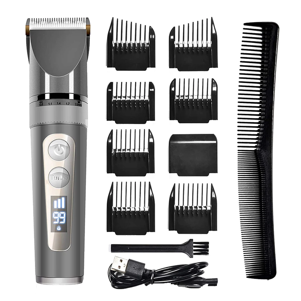 Professional Hair Clipper Washable Steel Blade Barber Shaver Men's Grooming Kit Electric Trimmer With LED Rechargeable | Бытовая