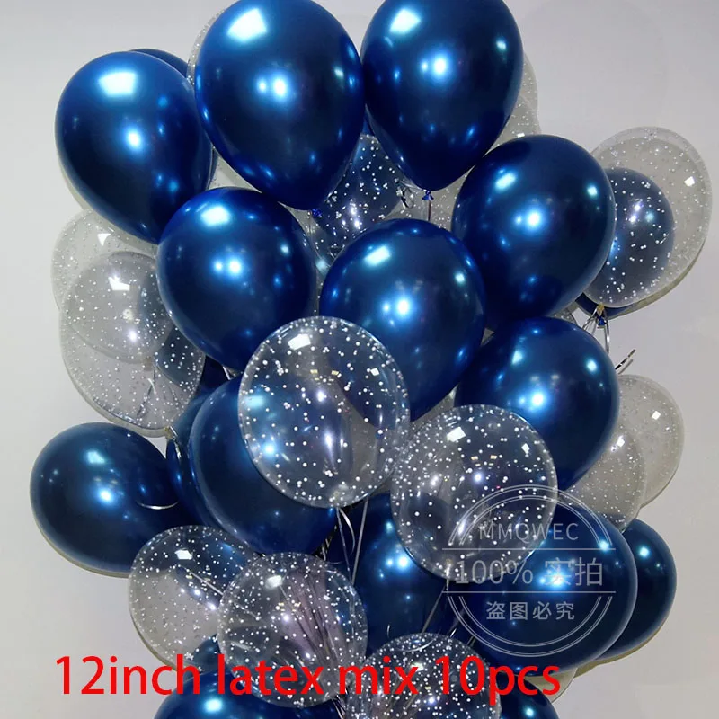 12inch mix 10pcs 10 шт латексные воздушные шары на день рождения чернильно-голубые и прозрачные воздушные шары со звездами для вечеринки на день рождения воздушные шары с гелием Свадебные украшения - Цвет: 12inch mix 10pcs