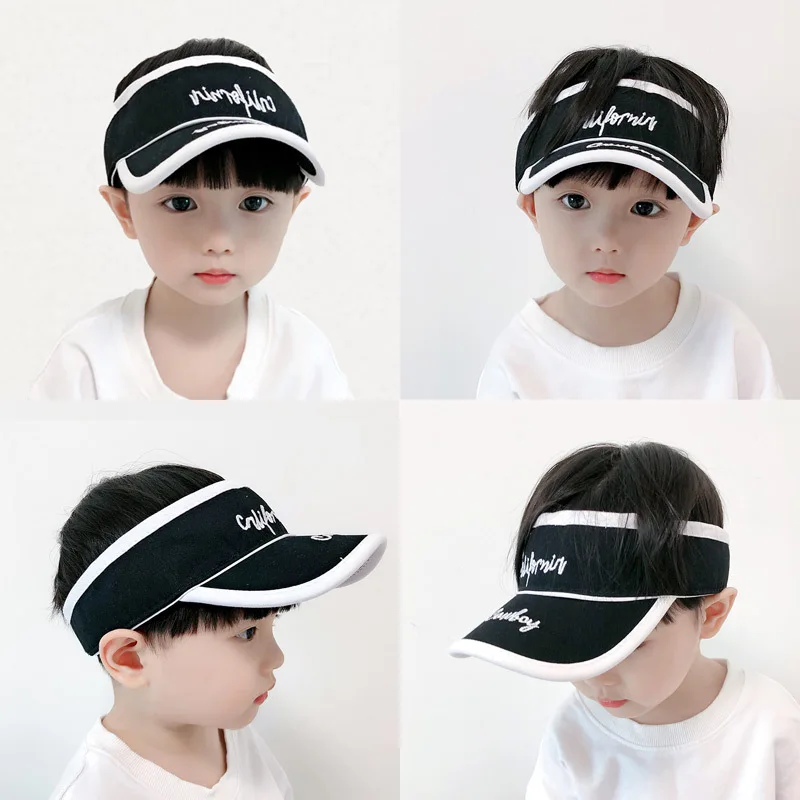 

Children's empty top hat summer letter embroidery sunshade sun hat boys and girls sports capless baseball cap baby sun hat