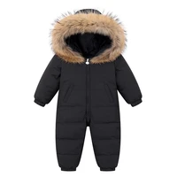 2021 toddler baby winter overalls down snowsuit for boy kids thick ski suit fur collar jumpsuit girl jacket children warm coat