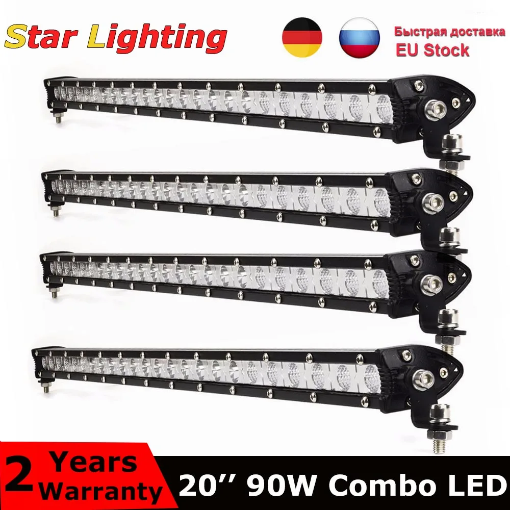 

4pcs Single Row 20inch 90W Led Light Bar 4x4 Offroad Light 12V 24V Combo Beam For 4WD Truck Tractor 12V 24V Led Driving Lamp