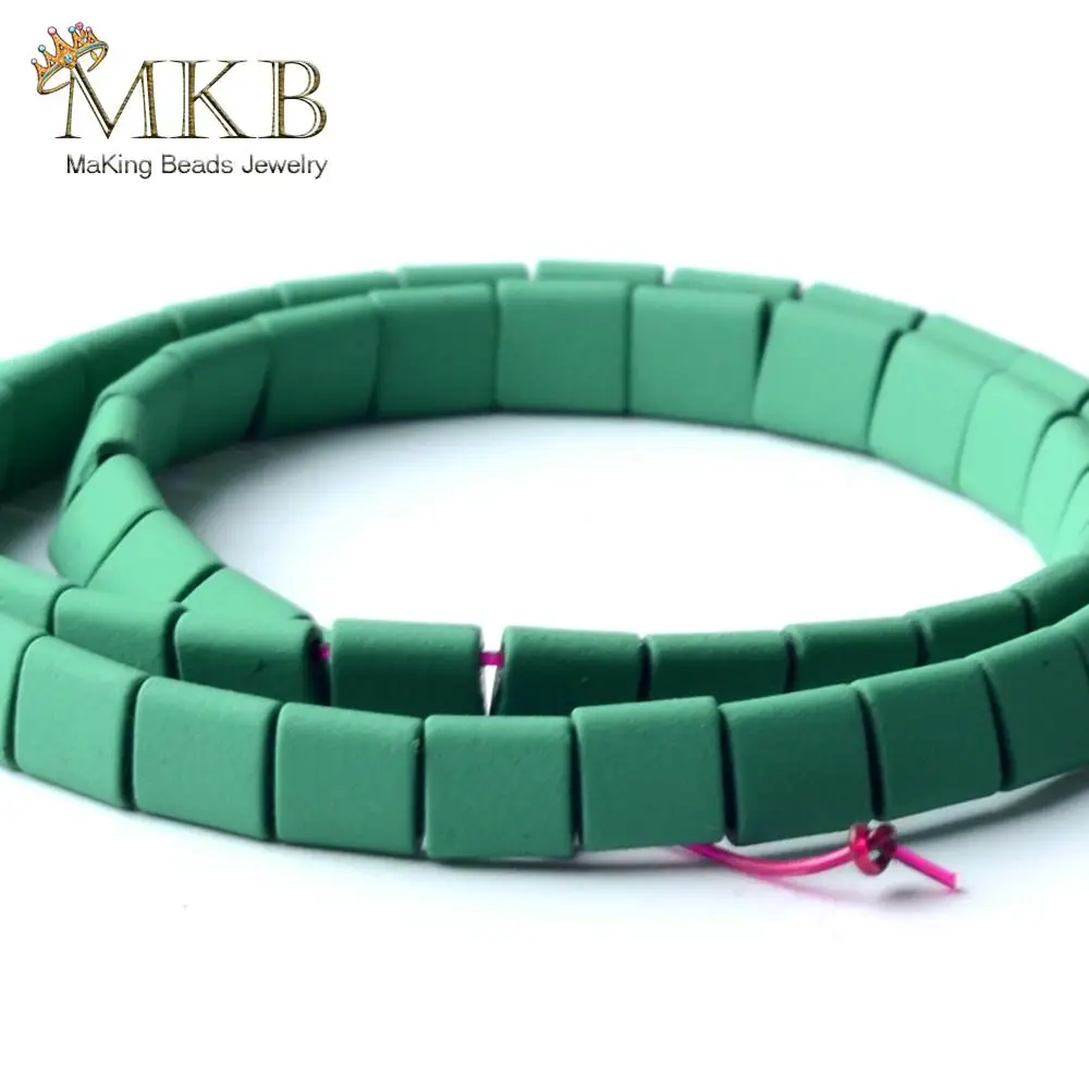 Натуральный камень зеленый гематит матовый каучук Квадратные бусины для